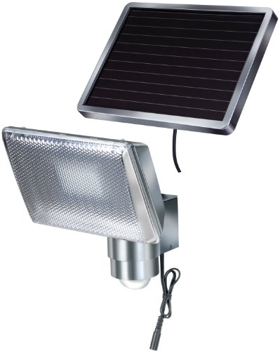 Brennenstuhl LED-Strahler SOL / LED-Leuchte für außen mit Bewegungsmelder und Solar-Panel (IP44, inkl. Akku, 8 x 0,5W) Farbe: Aluminium