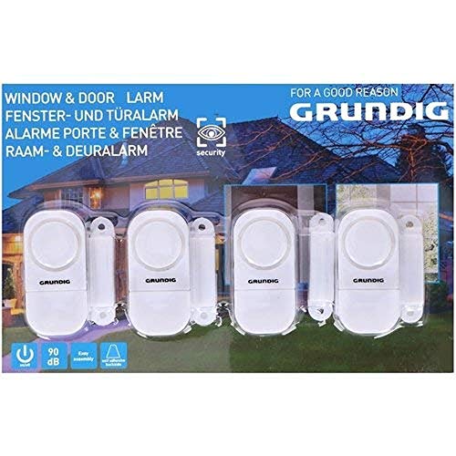 GRUNDIG Fenster- und Türalarm | Selbstklebend für einfache Montage | 90DB Signalton | für Türen/Fenster mit Scharnier oder Schiebefunktion (4)