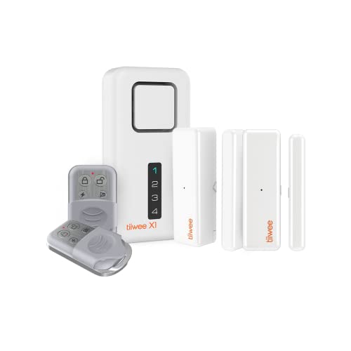 tiiwee Home Alarm System Wireless Kit X1 – Komplette Alarmanlage mit X1-Sirene, 2 Fenster Tür Sensoren und 2 Fernbedienungen – Fensteralarm Türalarm