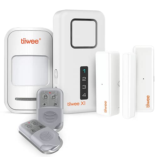 tiiwee Home Alarm System Kit X1 XLPIR – Alarmanlage mit 2 Fenster- oder Tuer Sensoren, 1 Bewegungsmelder und 1 Fernbedienung – Erweiterbar – Alarmmodus oder Benachrichtigungsmodus
