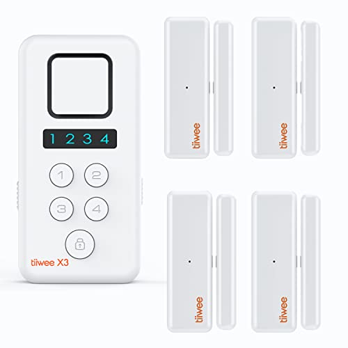 tiiwee Home Alarm System Wireless X3-XL Kit – Komplette Alarmanlage mit X3-Sirene, 4 Fenster- & Tür Sensoren – Fensteralarm Türalarm – Pincode Gesichert